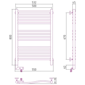 Изображение товара полотенцесушитель электрический 800x500 сатин мэм левый сунержа флюид 2.0 071-5220-8050