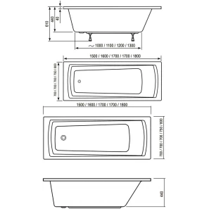 Изображение товара акриловая ванна 150x70 см ravak domino plus 70508040