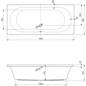 Изображение товара акриловая ванна 180x80 см cezares metauro metauro-180-80-42-w37
