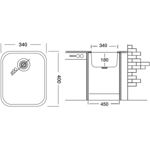 Изображение товара кухонная мойка полированная сталь ukinox модерн mop340.400 -gt8c