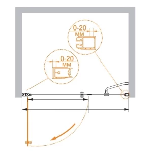 Изображение товара душевая дверь распашная cezares elena 120 см прозрачное стекло elena-w-b-11-60+60-c-cr