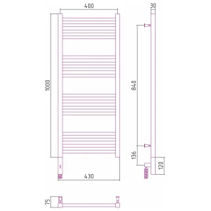 Изображение товара полотенцесушитель электрический 1000x400 мэм левый сунержа модус 3.0 00-5700-1040