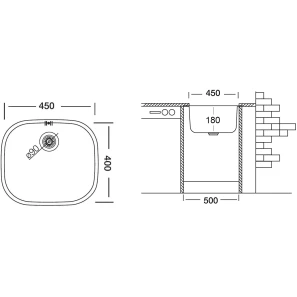 Изображение товара кухонная мойка полированная сталь ukinox модерн mop450.400 -gt8c