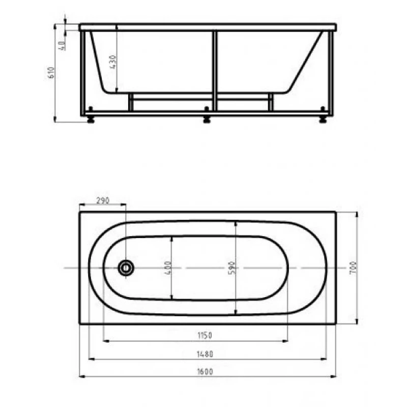 Акриловая гидромассажная ванна 160x70 см пневматическое управление премиум форсунки Aquatek Оберон-160