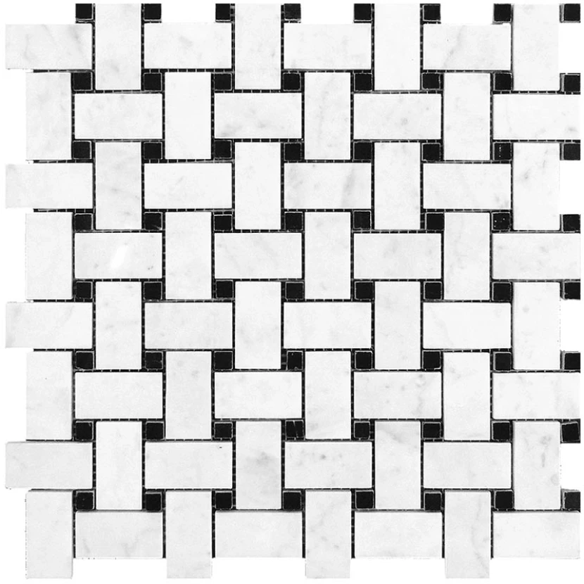 Мозаика Natural S-line 7KB-B04 Мрамор белый, черный, поверхность полированная 29,8x29,8