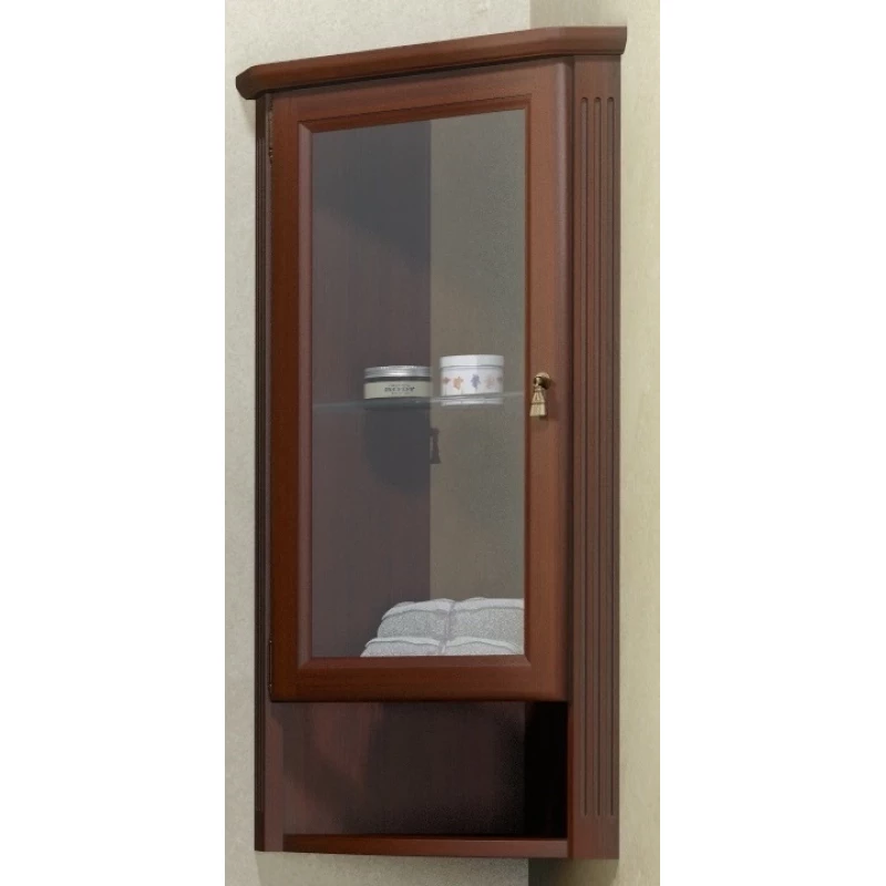 Шкаф подвесной угловой орех антикварный матовое стекло Opadiris Клио Z0000004518