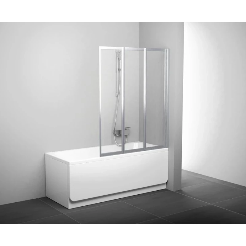 Шторка для ванны складывающаяся трехэлементная Ravak VS3 130 белая+транспарент 795V0100Z1