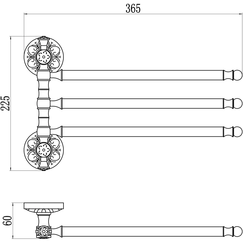 Полотенцедержатель 36,5 см Savol 58C S-005803C