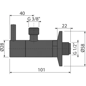 Изображение товара угловой вентиль с фильтром 1/2"×3/8" alcaplast arv001-black