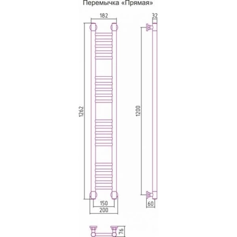 Полотенцесушитель водяной 1200x150 состаренная латунь Сунержа Богема+ 051-0220-1215