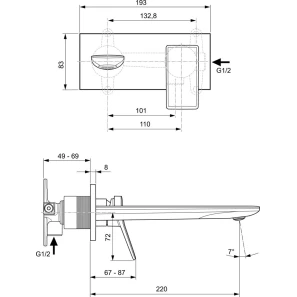 Изображение товара смеситель для раковины без донного клапана ideal standard conca a7372a2