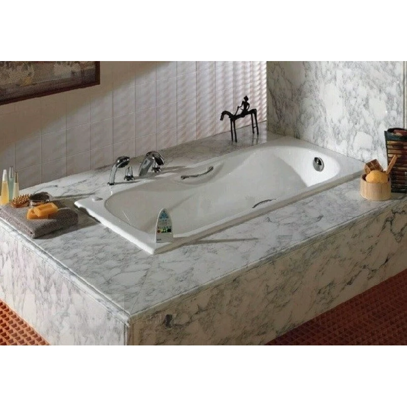 Чугунная ванна 150x75 см с противоскользящим покрытием Roca Malibu SET/2315G000R/526803010/150412330