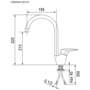 Изображение товара смеситель для кухни арена longran impact lm2123 - 47