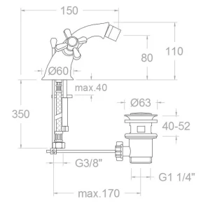 Изображение товара смеситель для биде с донным клапаном ramon soler gaudi 3103cva1167