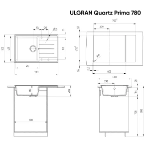 Изображение товара кухонная мойка ulgran бетон prima 780-05