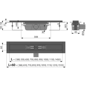 Изображение товара душевой канал 1210 мм черный матовый alcaplast apz1black-1150