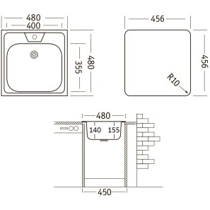 Изображение товара кухонная мойка матовая сталь ukinox классика clm480.480 ---4k 0c