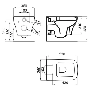 Изображение товара подвесной безободковый унитаз с сиденьем микролифт noken forma n350798866                 