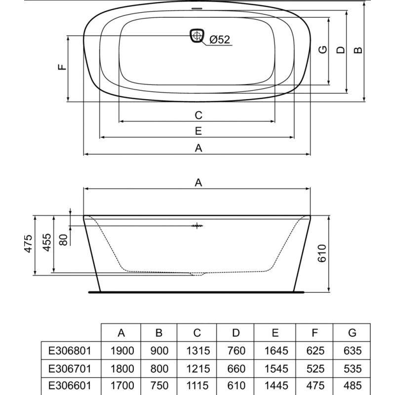 Акриловая ванна 180x80 см Ideal Standard Dea E306701
