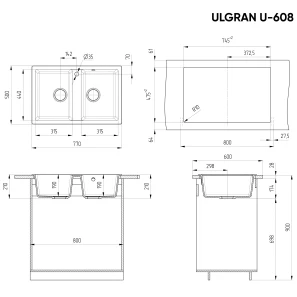 Изображение товара кухонная мойка ulgran песочный u-608-302