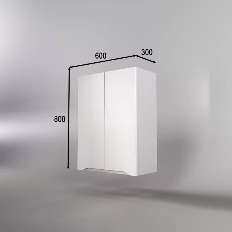 Шкаф двустворчатый 60x80 см белый глянец Style Line Марелла СС-00002422