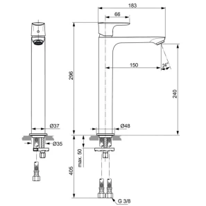 Изображение товара смеситель для раковины без донного клапана ideal standard connect air a7027a2