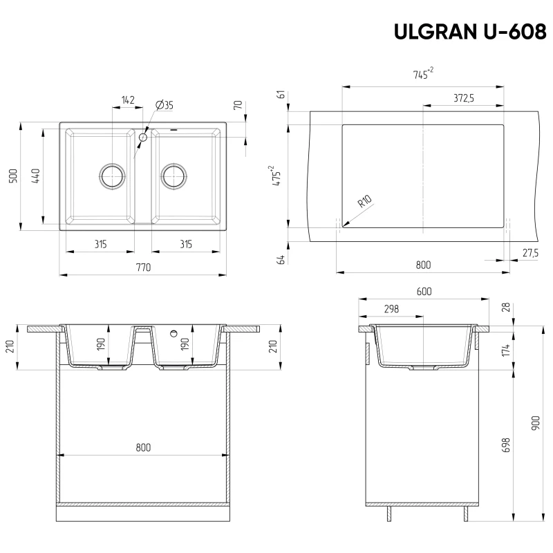 Кухонная мойка Ulgran терракот U-608-307