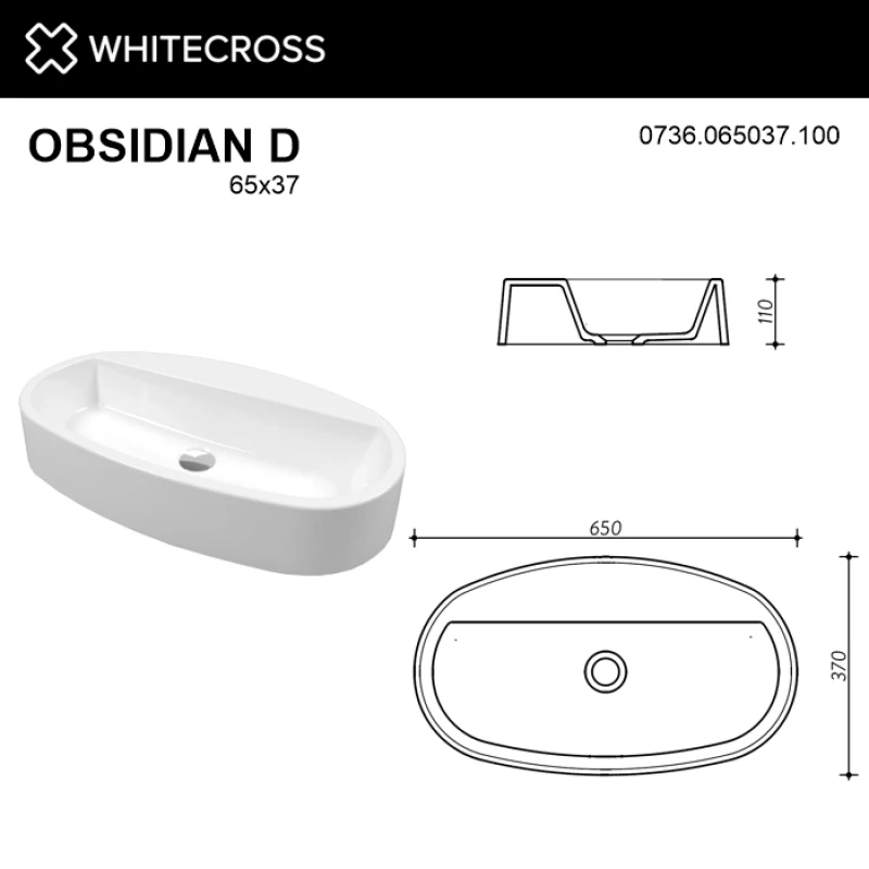 Раковина 65x37 см Whitecross Obsidian D 0736.065037.100