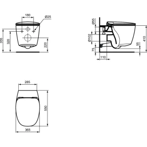 Изображение товара унитаз подвесной с сиденьем микролифт ideal standard dea aquablade t348801