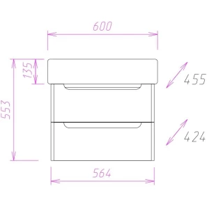 Изображение товара комплект мебели белый глянец 60,5 см onika неаполь 106104 + 4640021061152 + 206064