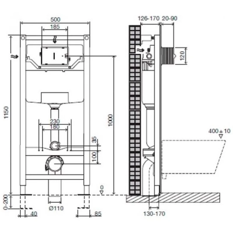 Комплект подвесной унитаз Villeroy & Boch Legato 5663RS01 + система инсталляции Jacob Delafon E5504-NF + E4326-CP