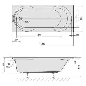 Изображение товара акриловая ванна 180x80 см alpen satina 30111