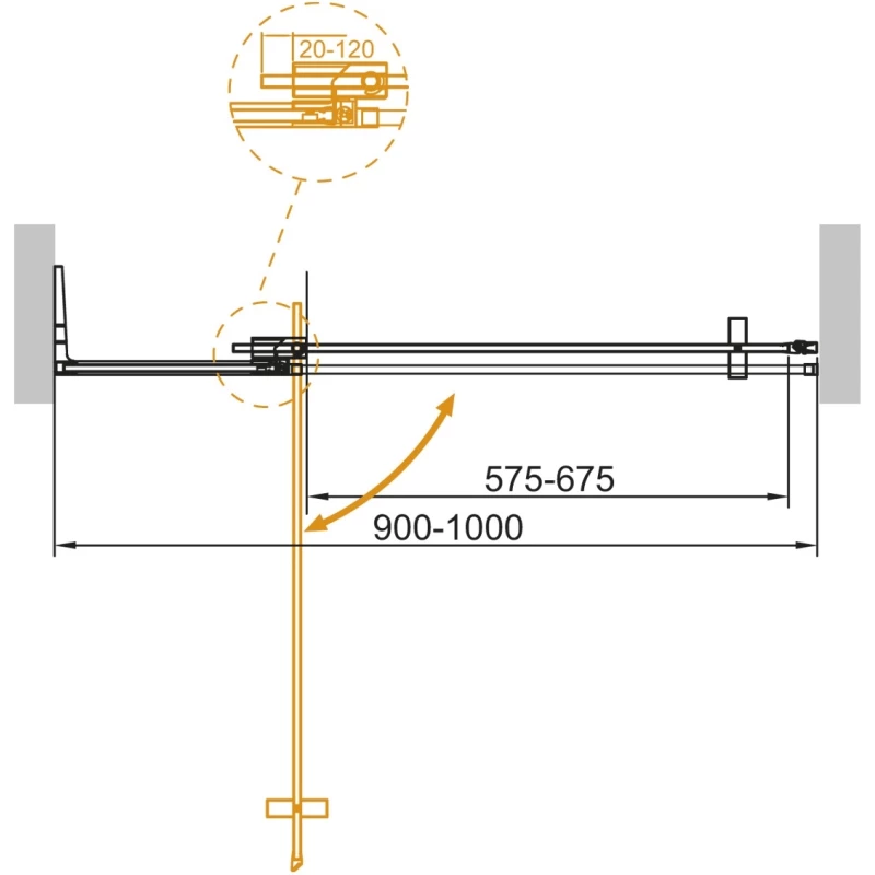 Душевая дверь 90-100 см Cezares SLIDER-B-1-90/100-C-NERO прозрачное