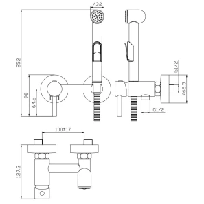 Изображение товара гигиенический душ rossinka x x25-52 со смесителем, хром