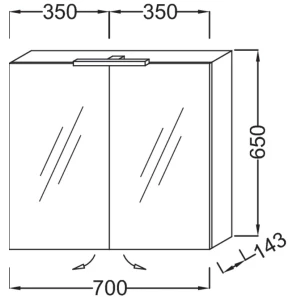 Изображение товара зеркальный шкаф белый блестящий 70x65 см jacob delafon odeon up eb786-g1c