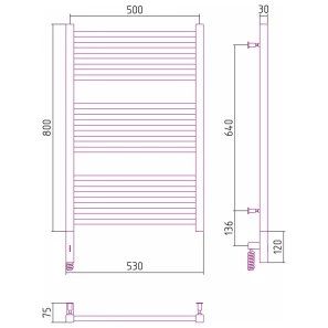 Изображение товара полотенцесушитель электрический 800x500 мэм левый сунержа модус 3.0 00-5700-8050