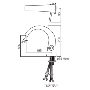 Изображение товара смеситель для раковины без донного клапана jaquar arc arc-ssf-87011b