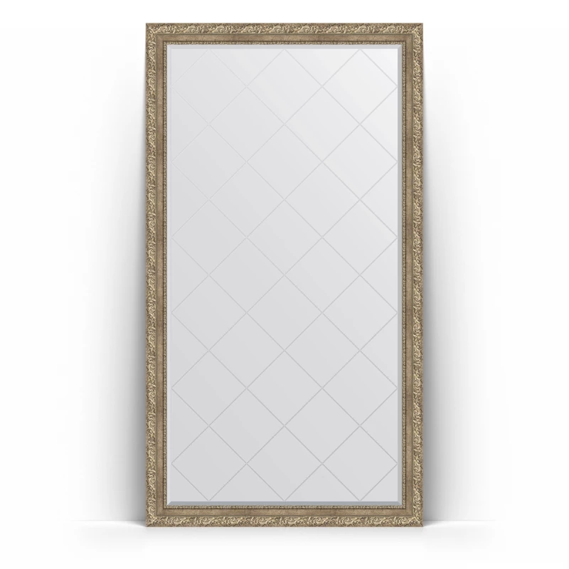 Зеркало напольное 110x200 см виньетка античное серебро Evoform Exclusive-G Floor BY 6353