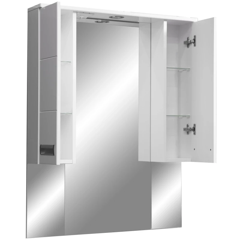 Зеркальный шкаф 80x70 см белый глянец/белый матовый Stella Polar Фиора SP-00000210