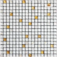 Мозаика Natural Pastel (PST) 4PST-028 Стекло белый, золото 29,8x29,8