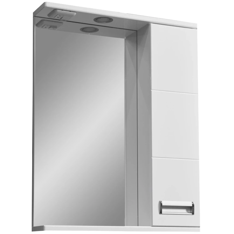Зеркальный шкаф 55x70 см белый глянец/белый матовый Stella Polar Фиора SP-00000209