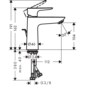 Изображение товара смеситель для раковины с донным клапаном coolstart hansgrohe talis e 71713340