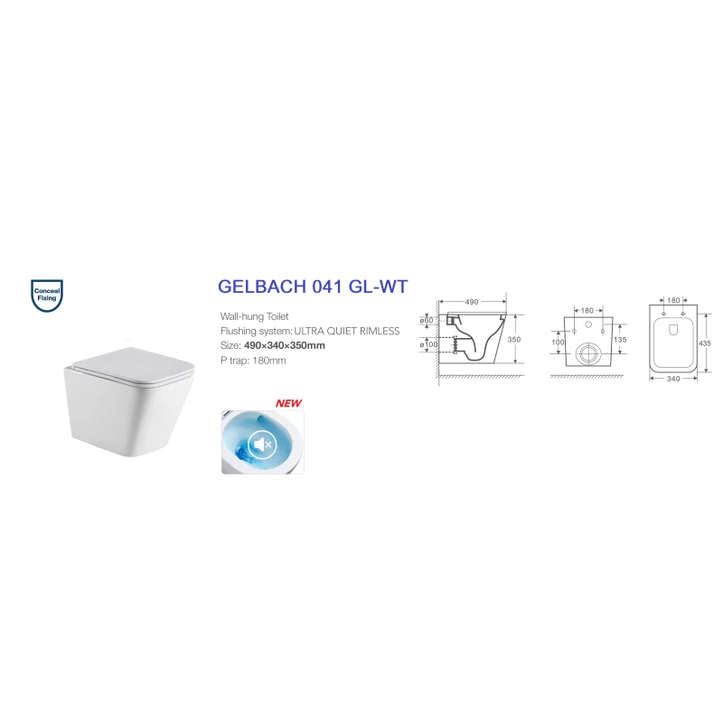 Комплект подвесной унитаз WeltWasser Gelbach 041 GL-WT + система инсталляции Tece 9400412