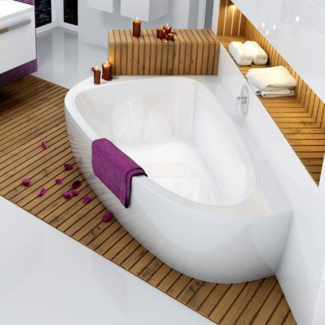 Акриловая асимметричная ванна LoveStory II PU Plus L белая Ravak C771000000
