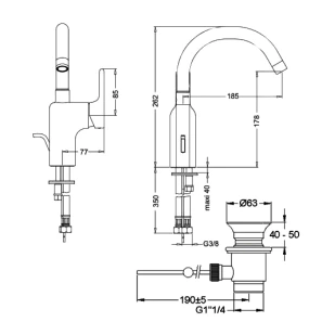 Изображение товара смеситель для раковины с донным клапаном jacob delafon singulier e10862-cp