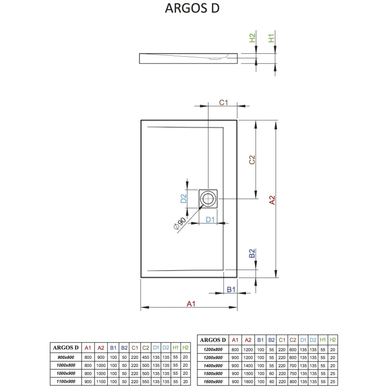 Акриловый поддон 110x90 см Radaway Argos D 4AD911-01