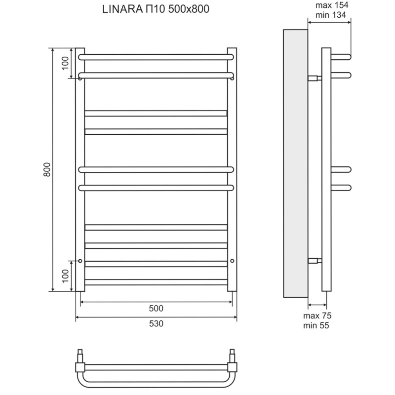 Полотенцесушитель водяной 800x500 Lemark Linara П10 LM04810