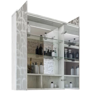 Изображение товара зеркальный шкаф 71,2x82 см дуб крафт белый sanflor чикаго c000005829