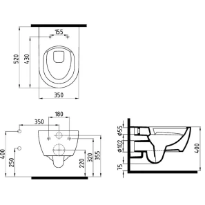 Изображение товара подвесной безободковый унитаз с сиденьем микролифт bewash melville hrka052n3vp0w5sz0