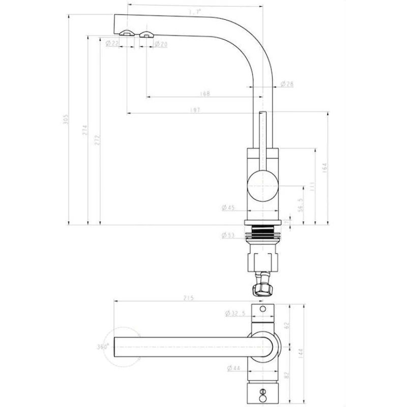 Смеситель для кухни с подключением к фильтру Paulmark Essen Es213011-308BR